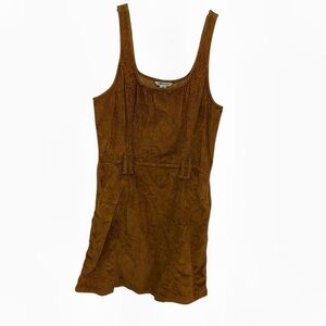 American Eagle tan brown corduroy dress jumper mini skirt small S